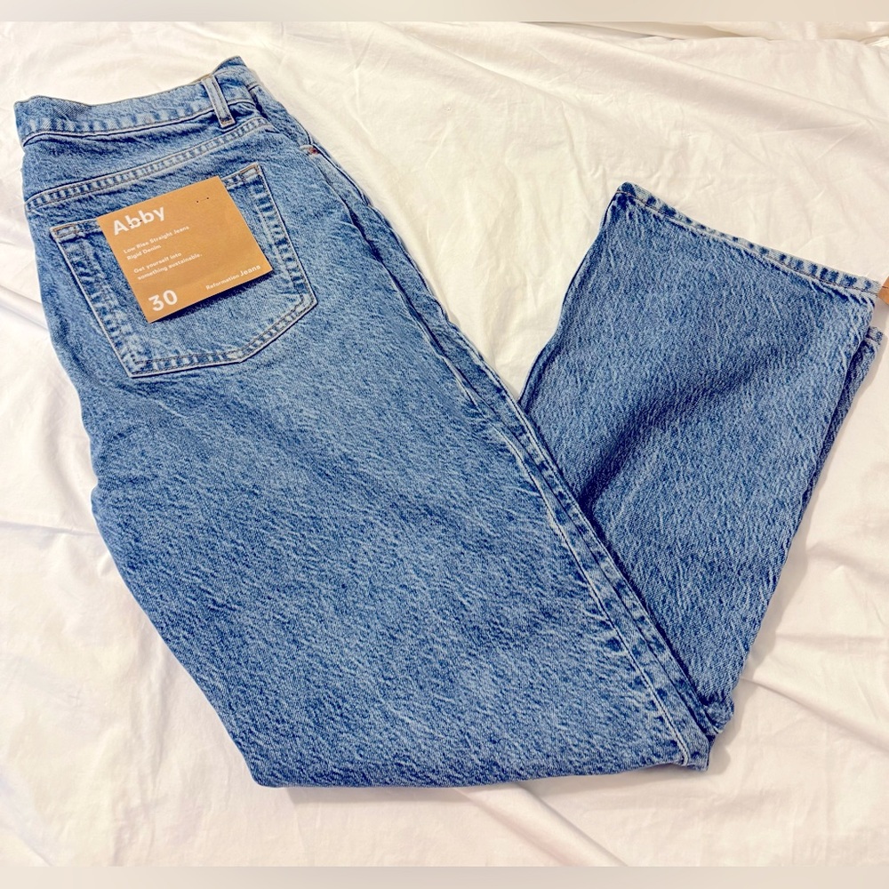 Reformation Abby Low Rise Straight Jeans Blue - Size 30